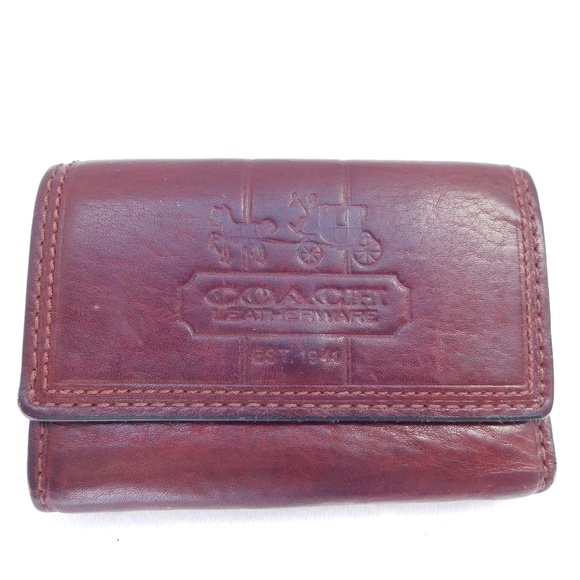 COACH LEGACY LEATHERWARE DEEP RED TRI-FOLD WALLET - Picture 1 of 7